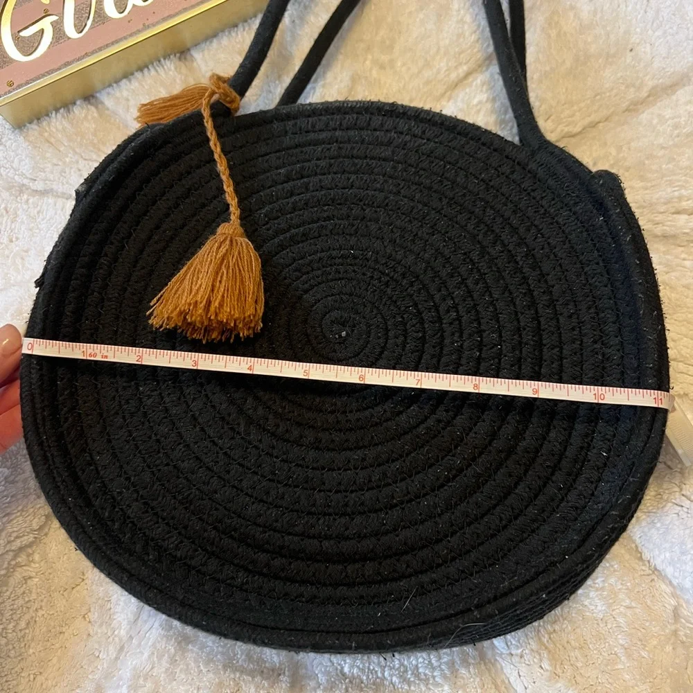 Black Macrame Hand Bag with Tassle